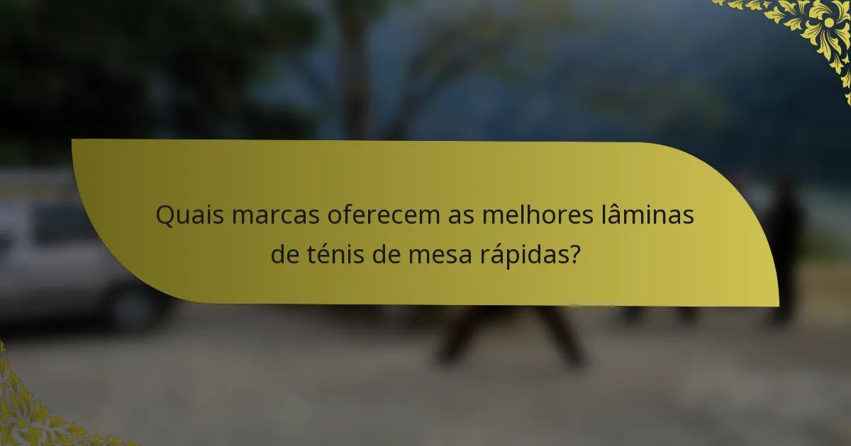 Quais marcas oferecem as melhores lâminas de ténis de mesa rápidas?